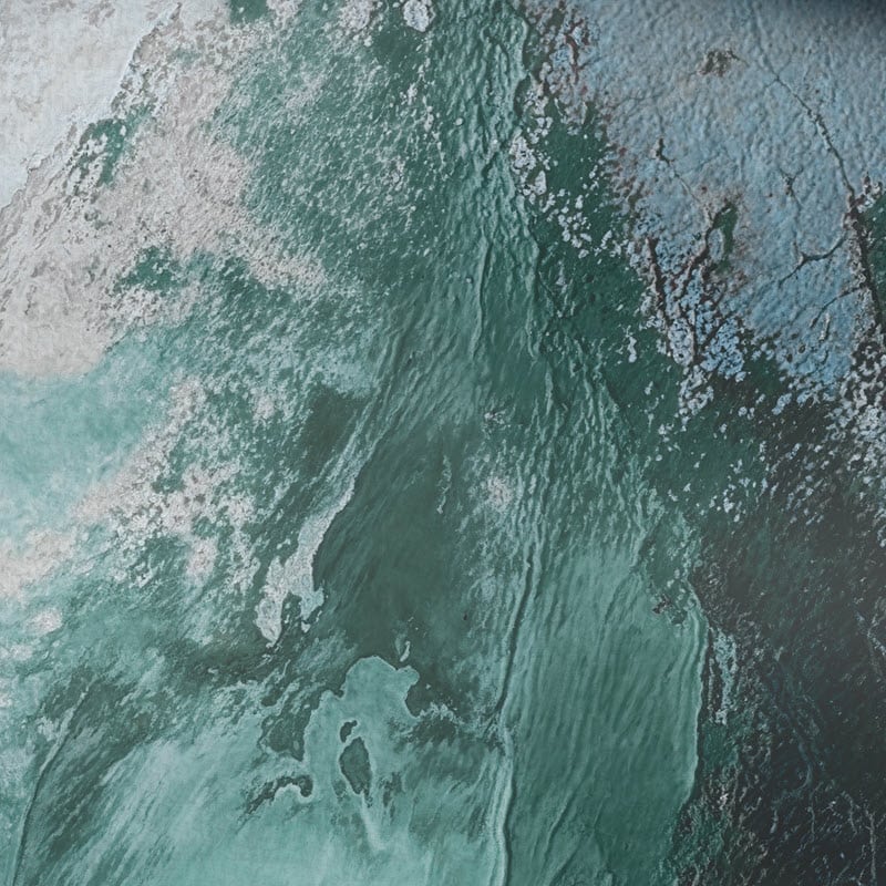 Nahaufnahme des glatten Bettwäsche-Stoffs Lavea mit Struktur in Petrol und Grau – Schweizer Schafwollprodukte Nahaufnahme des glatten Bettwäsche-Stoffs Lavea mit Struktur in Petrol und Grau – Schweizer Schafwollprodukte