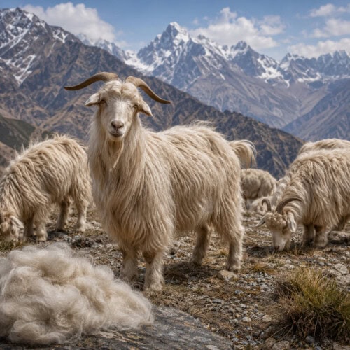 Kaschmirziegen_KI_1 – Schweizer Schafwollprodukte Kaschmir: Wolle von der Kaschmirziege