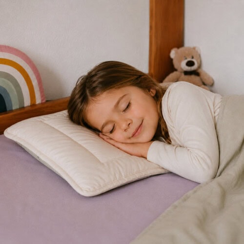Kinderkissen für guten Schlaf – Schweizer Schafwollprodukte Perfekte Kinderkissen mit Füllung aus Schafwolle
