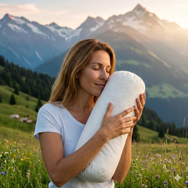 Nackenrolle mit Schafwollfüllung – Schweizer Schafwollprodukte Nackenrolle mit Schafwollfüllung – Schweizer Schafwollprodukte