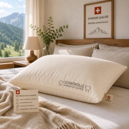 Schafwollkissen in der Schweiz hergestellt – Schweizer Schafwollprodukte Schafwollkissen in Schweizer Qualität