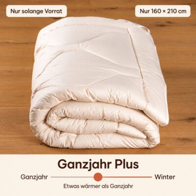 Schafwolldecke Ganzjahr Plus – 160 × 210 cm